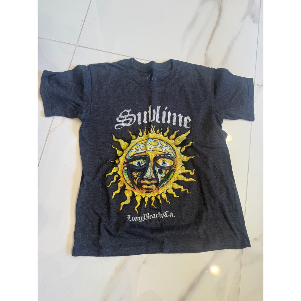 Sublime Band Tee Charcoal Gray Graphic Sun Logo TShirt Long Beach Ca Women Small